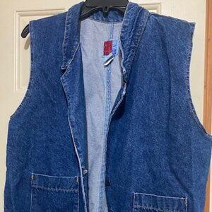 Vintage Sun Belt Women's Denim Collared, One Button Vest, Women's Size Large Mad
